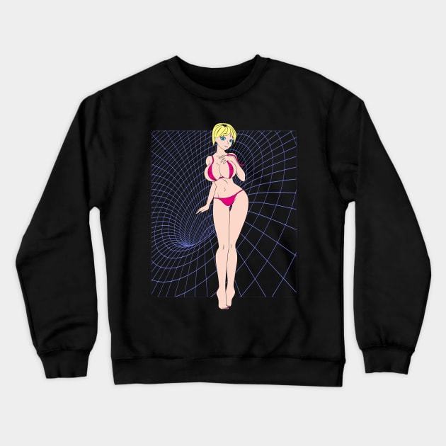 Hot Anime Chick Giant Bazoinkers All Bouncing Around And Stuff Crewneck Sweatshirt by blueversion